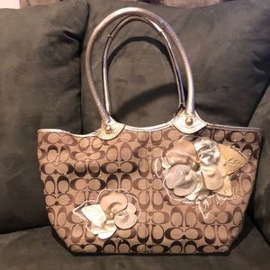AUTH Coach Signature Flower Handbag